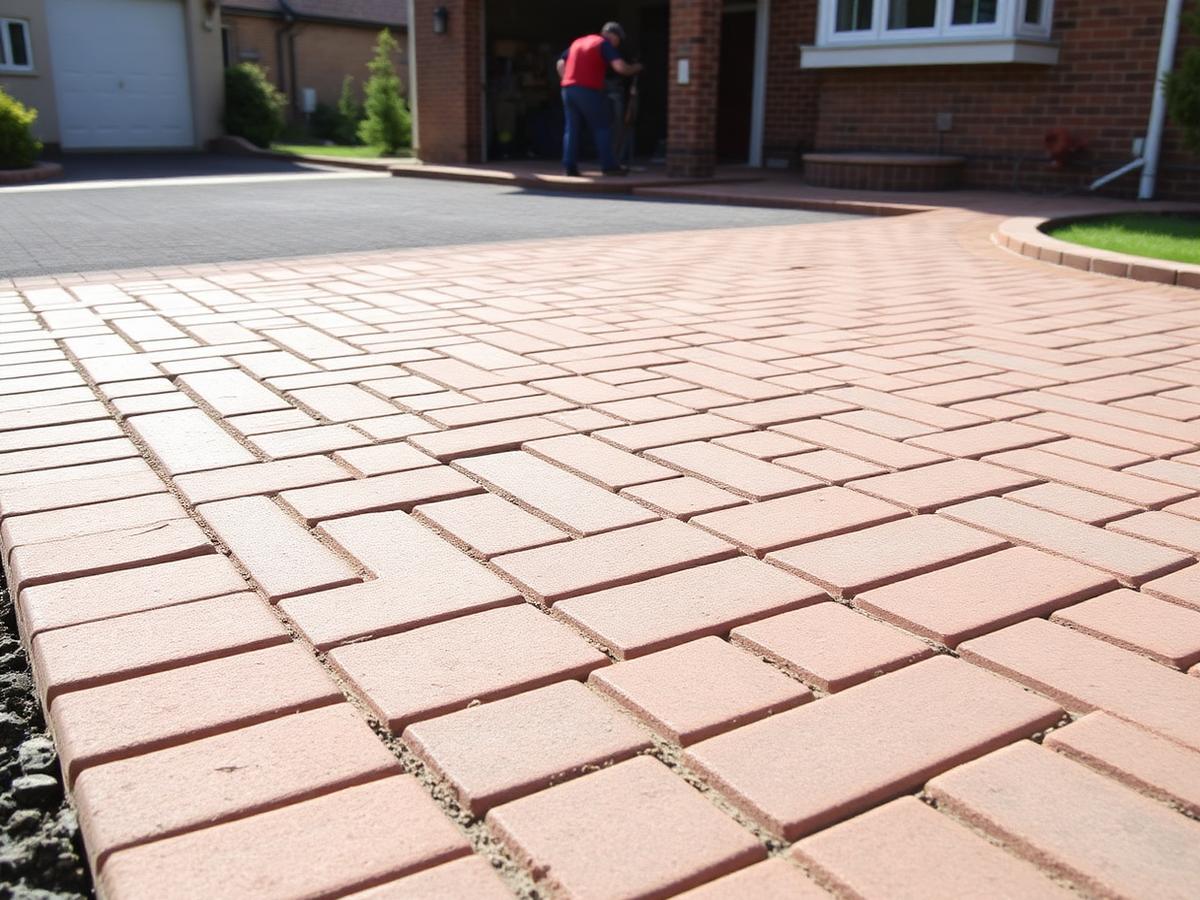 Newly laid paving bricks on a residential driveway